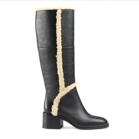 Gucci Shearling Trim Knee High Black Boots 39 ❤️💚 - Picture 4 of 16